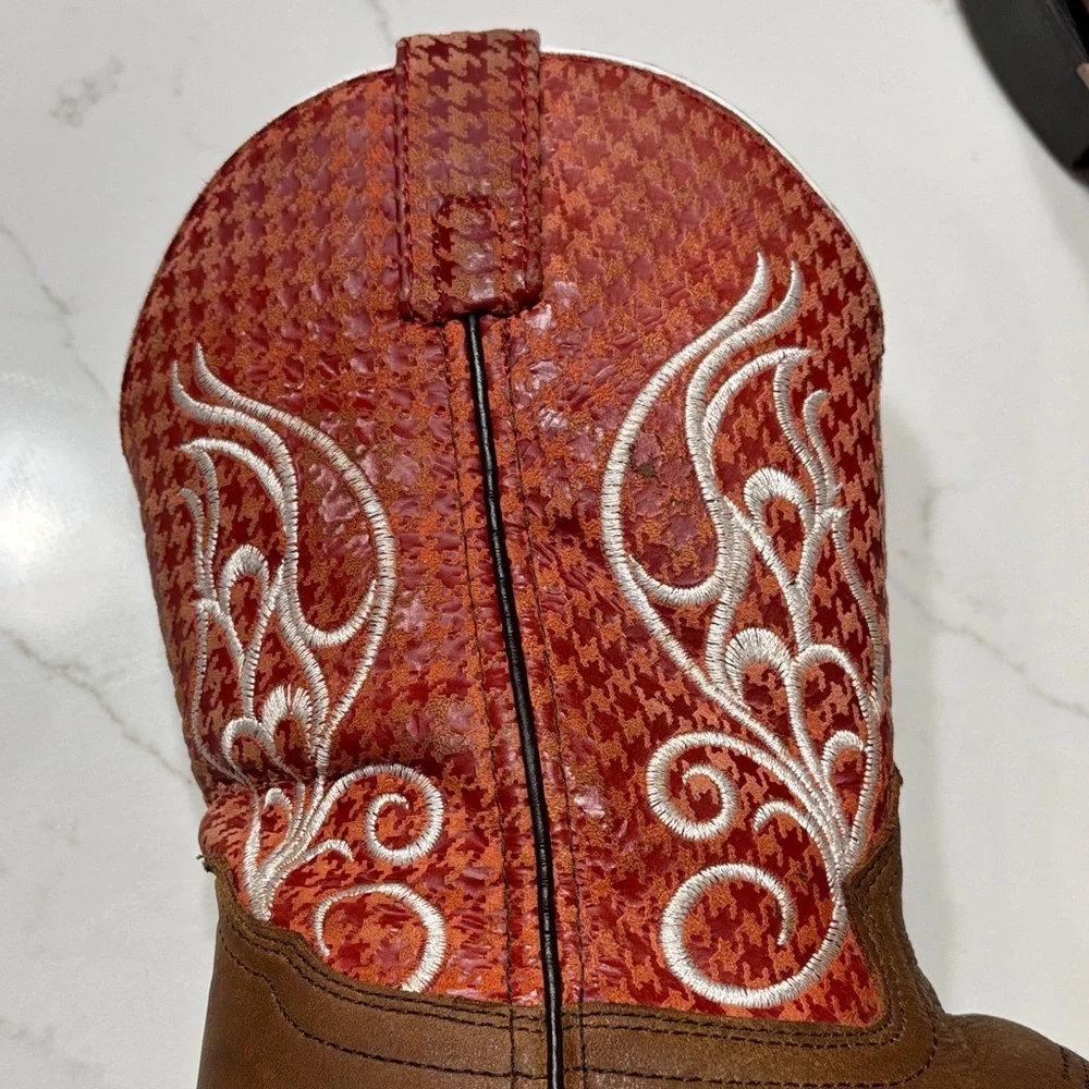 Kids Western Boots in Red and Brown